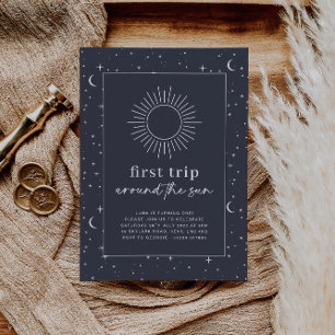 Navy Arched First Trip Around The Sun Invitation