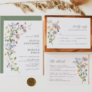 Boho Whimsical Wildflower Wedding Invitation