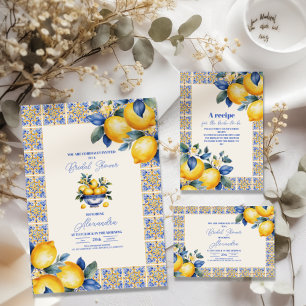 Chic Lemon Mediterranean Summer Bridal Shower Invitation