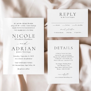 Nicole White Elegant Wedding RSVP Card