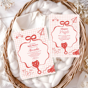 Doodle Brunch Bow Bow Baby Shower Invitation
