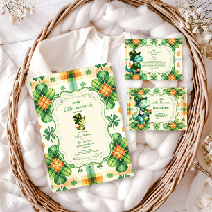 Dinosaur Lucky Little Shamrock Baby Shower Invitation