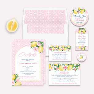 Arch Shape Lemons Baby Girl Shower Invitation