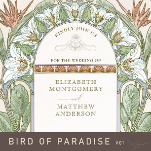 Strelitzia Wedding Invitations Art Nouveau Mucha