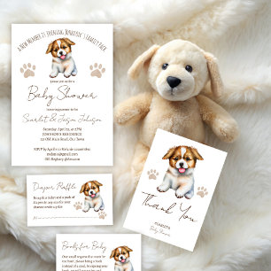 Puppy dog themed baby shower thank you favour classic round sticker