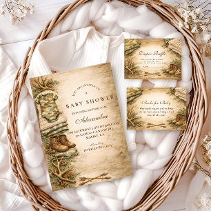 Rustic Little Hunter Woodland Baby Shower Invitation