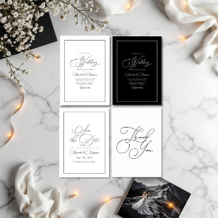 Minimalist Black & White Timeless Wedding QR Code Invitation