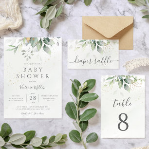 Eucalyptus Calligraphy Diaper Raffle Ticket Enclosure Card
