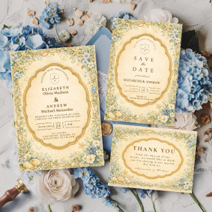 Vintage Coastal Floral Nautical Wedding Save The Date