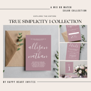 True Simplicity Camo Green Minimalist Wedding Invitation