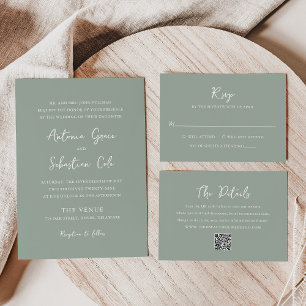 Elegant Sage Green Modern Wedding RSVP Card
