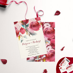 Burgundy Marsala Boho Floral Wedding Invitation