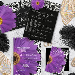 Lime & Fuchsia Gerber Daisy Wedding Invitation