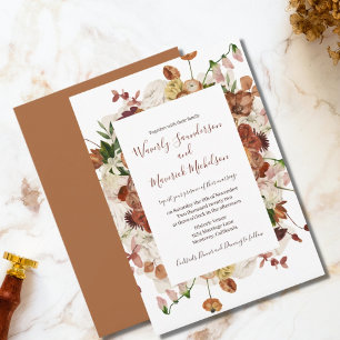 Floral Burnt Orange Dusty Rose Wedding invitations