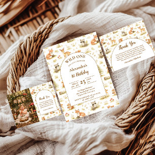 Woodland Animals Wild One Birthday Napkin