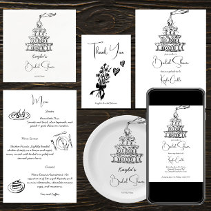 Hand drawn champagne tower bridal shower favour classic round sticker