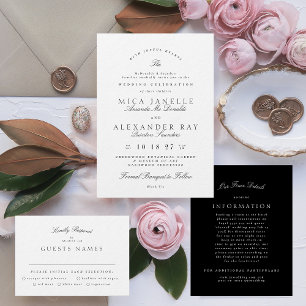 Black and White Elegant Calligraphy multi-event RSVP Card