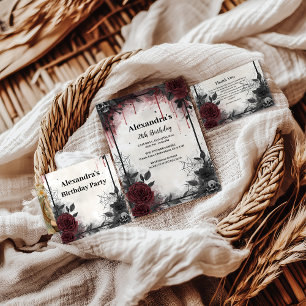 Gothic Blood Roses Birthday Paper Plate