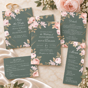 Boho Sage Green Peonies Return Address Label