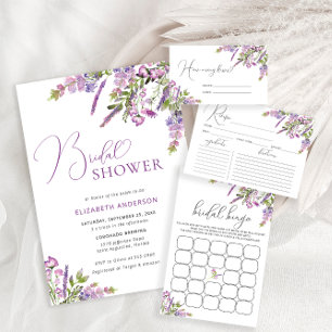 Rustic Lilac Purple Floral Bridal Shower Invitation