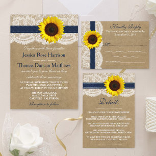 The Rustic Kraft Sunflower Wedding Collection Invitation