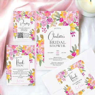 Garden floral watercolor thank you bridal shower square sticker