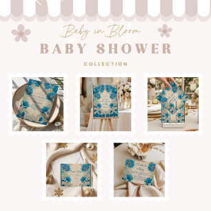 Vintage Blue Botanical Baby Shower Invitation