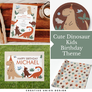 Cute Dinosaur Birthday Party Invitation