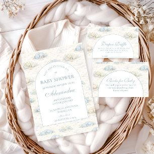 Soft Blue Dino Baby Shower Invitation