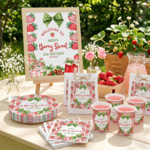 Berry Sweet 2nd Birthday Strawberry Party  Classic Round Sticker