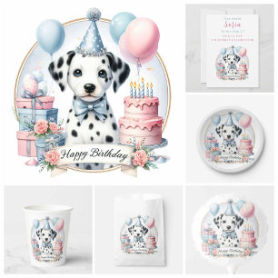 Cute Pastel Puppy Dalmatian - Birthday  Invitation