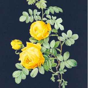 Navy and Yellow Rose Romantic Wedding Invitation