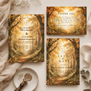 Rustic Fall Woodland Wedding RSVP Card