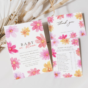 Vibrant Summer Baby in Bloom Floral Wildflower Invitation