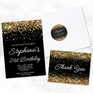 Gold Glitter Black 50th Birthday Welcome Poster