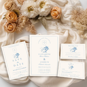 Elegant Palm Tree Hand Drawn Wedding Save The Date