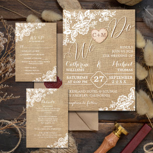 Burlap And Lace Rustic Country Wedding Enclosure Card