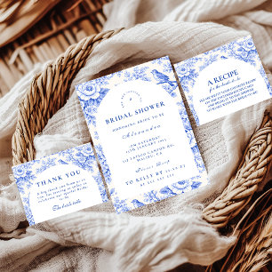 Elegant Blue Toile Floral Bridal Shower Napkin