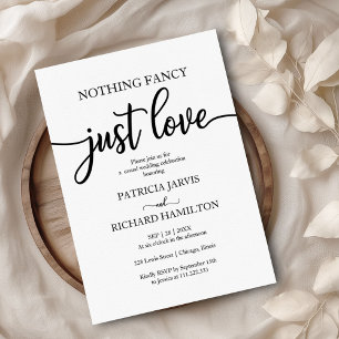 Chic Black And White Calligraphy Elopement Wedding Invitation