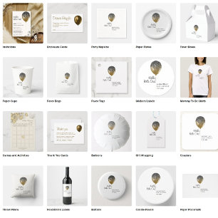 Hello little one balloon glitz glam invitation