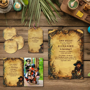 Photo Vintage Pirate Birthday Party Ahoy Matey Old Invitation
