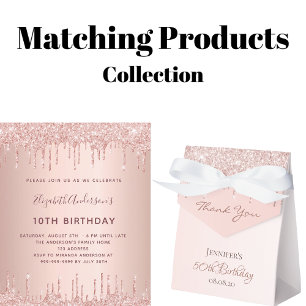 BUDGET birthday rose gold glitter blush invitation