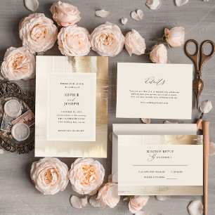 Golden Abstract   Elegant Wedding Invitation