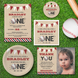 Hitting The Big One   Baseball 1st Birthday Invitation