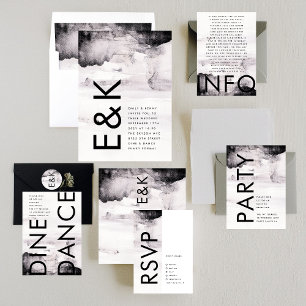 Ultra Modern Gender Neutral Ink Wedding Invitation