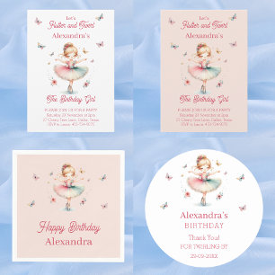 Pretty Blush Pink Girl Ballerina Birthday Party Paper Cups
