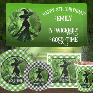 Painted Wickedly Good Witch Green Halloween Party Invitation