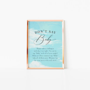 Elegant Cloud 9 Blue Sky Baby Shower Invitation
