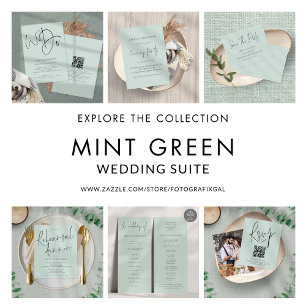 Modern Script We Do Mint QR Code Wedding Invitation