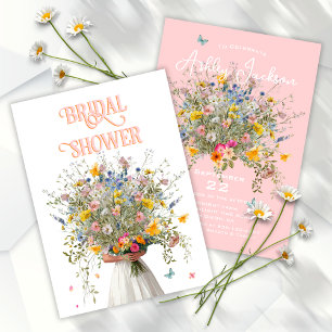 Bride's Huge Wildflower Bouquet Bridal Shower Paper Coaster